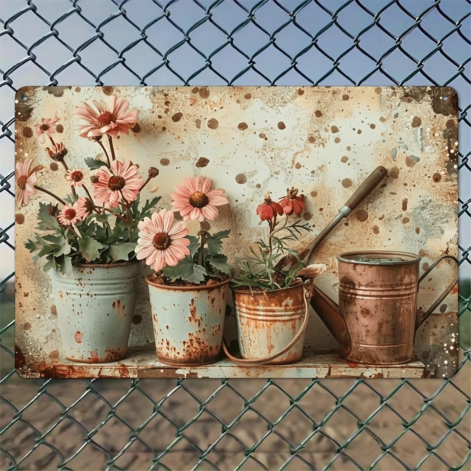 Rusty Buckets Holding Pink Flo - Watering Can ulasan dan harga
