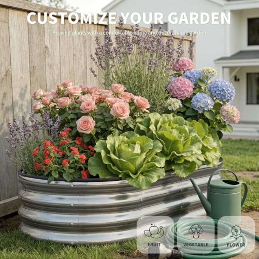 Oval Large Galvanized Metal Ra - Raised Garden Bed ulasan dan harga