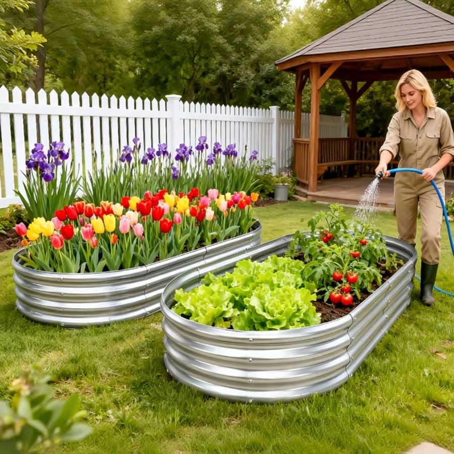 2Pcs Thickened Galvanized Oval - Raised Garden Bed ulasan dan harga